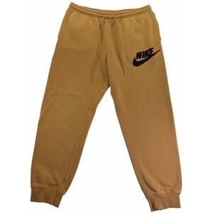 Nike Club Sportswear Mens Large Sweatpants Orange Fleece Joggers Flax fn3094-224